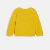 Yellow knitted cardigan with pointelle effect