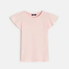 Girl's pink T-shirt with short ruffled sleeves