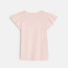 Girl's pink T-shirt with short ruffled sleeves