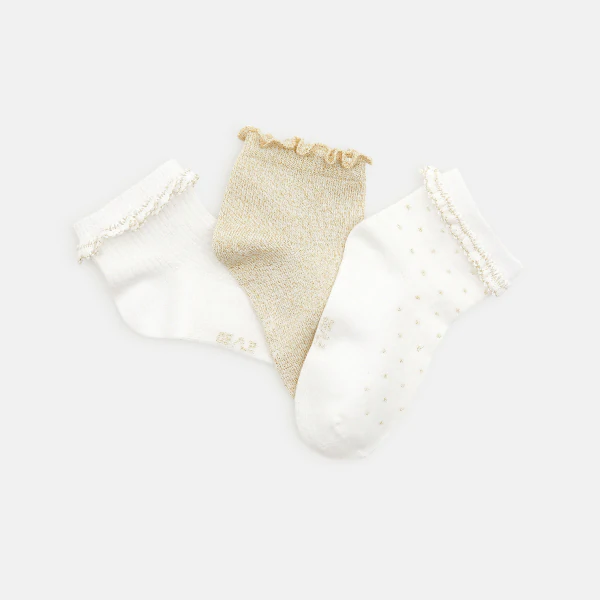 Iridescent ankle socks with frills (set of 3)