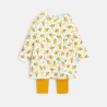 Baby girls' light fleece bird-themed dress and yellow leggings