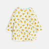 Baby girls' light fleece bird-themed dress and yellow leggings