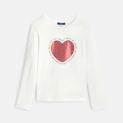 Girl's white sequinned heart T-shirt