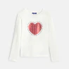 Girls' white sequin heart T-shirt