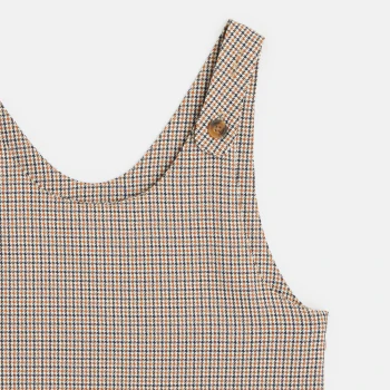 Girls' brown checked jumper dress