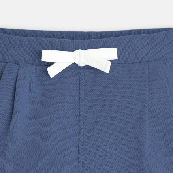 Baby girl's blue fleece shorts with pleats