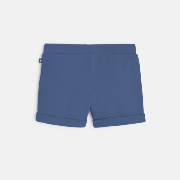 Baby girl's blue fleece shorts with pleats