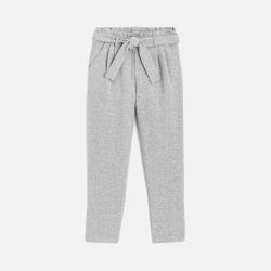 Girls' grey belted chino trousers