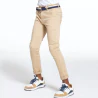 Boy's beige canvas chinos with belt