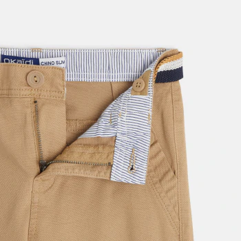 Boy's beige canvas chinos with belt