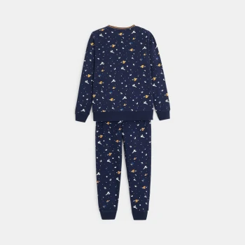 Boy's blue planet motif 2-piece pyjamas