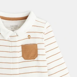 Striped polo shirt collar...