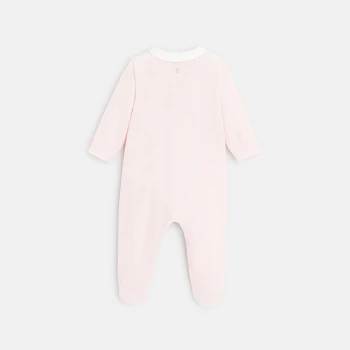 Velour animal footed sleeper with small collar