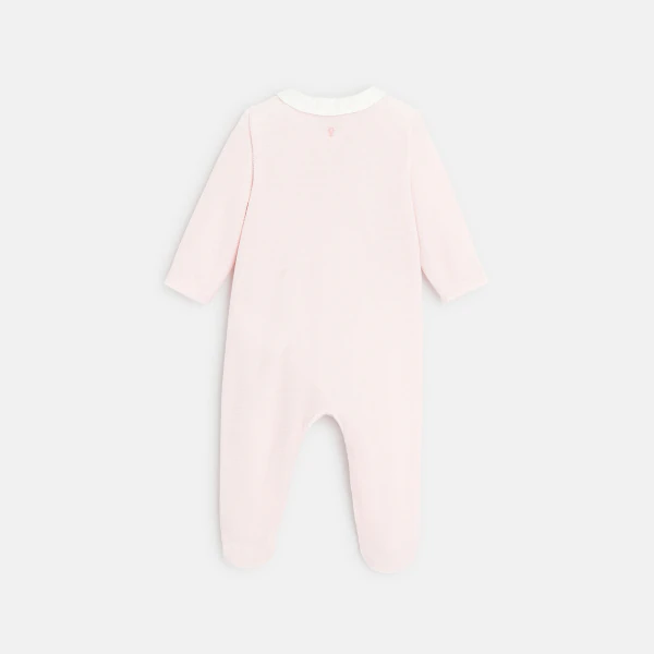 Velour animal footed sleeper with small collar