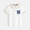 Pique knit polo shirt with bear patch