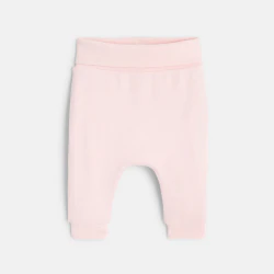 Newborns' reversible pink jersey trousers