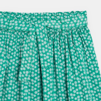 Girls' green printed short skirt