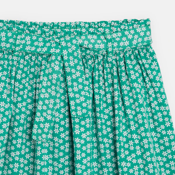 Girls' green printed short skirt