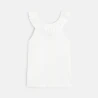 Girl's plain white ruffle-collar vest top