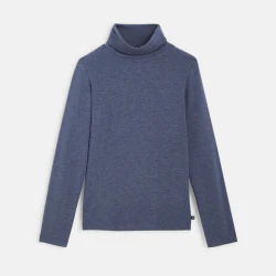 Stretch plain-colored turtleneck t-shirt