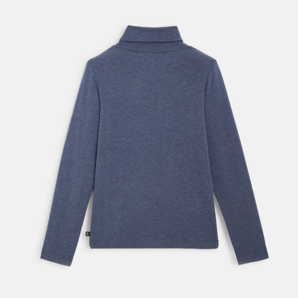 Stretch plain-colored turtleneck t-shirt