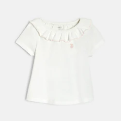 Ruffled collar T-shirt and...