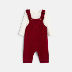 Newborns' knitted dungarees and pink pointelle bodysuit