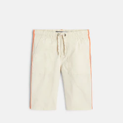 Canvas Bermuda shorts with side stripes