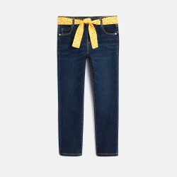 Belted slim-fit jeans