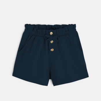 Girl's plain blue high-rise shorts