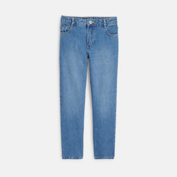 Girls' faded blue straight-cut jeans