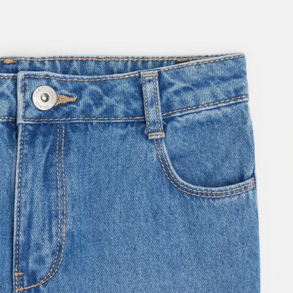 Girls' faded blue straight-cut jeans