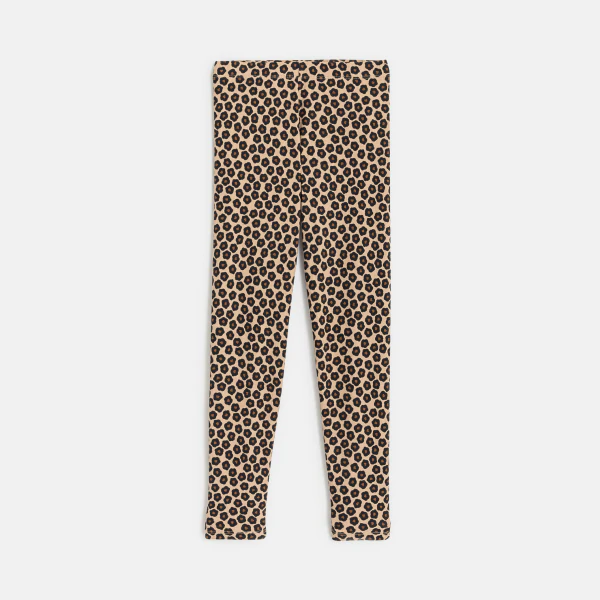 Girls' brown leopard print ribbed legging