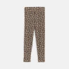 Girls' brown leopard print ribbed legging