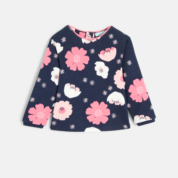 Baby girls' blue floral fleece sweatshirt