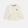 Baby girls' beige heart patch fleece zip-up sweatshirt