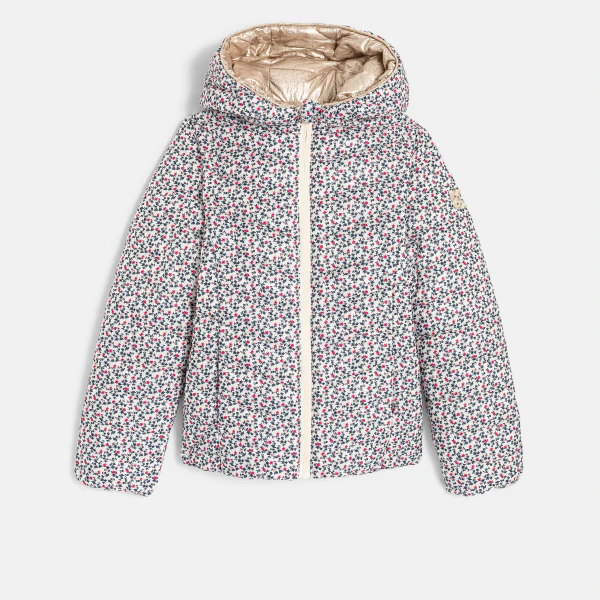 Girls' white reversible lightweight down jacket