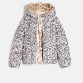 Girls' white reversible lightweight down jacket