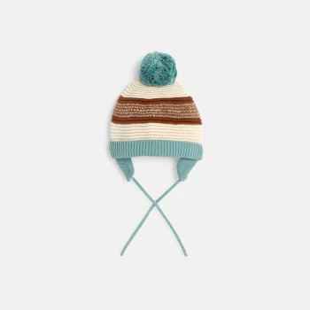 Baby boys' green patterned Peruvian knitted hat