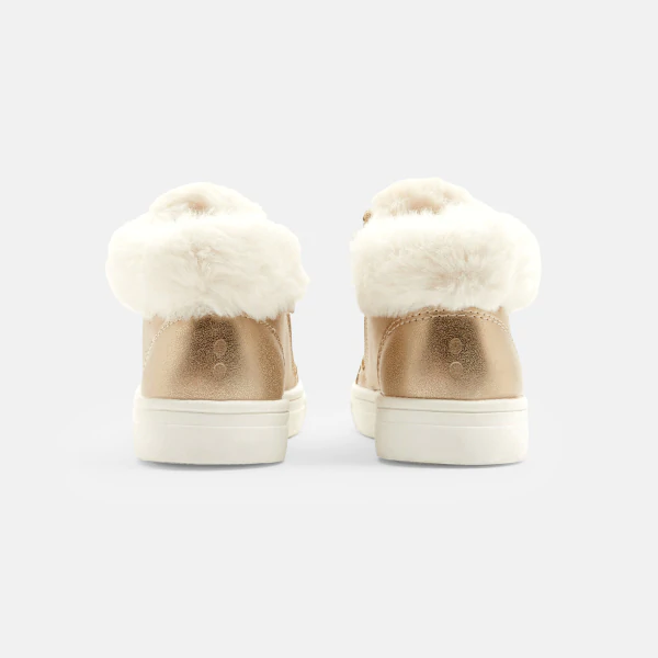 Baby girls' yellow fur-lined high-top trainers