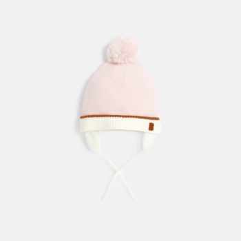 Baby girls' Peruvian two-colour pink knitted hat