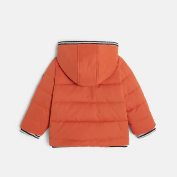 Baby boys' lined quilted coat with embroidered orange fox