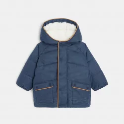 Baby boys' blue houndstooth print quilted coat