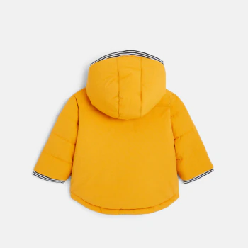 Baby boys' yellow quilted shearling-lined hooded coat