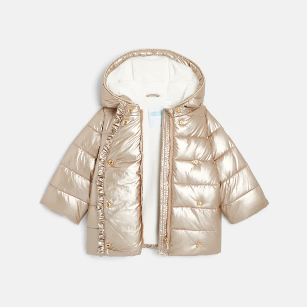 Baby girls' shiny yellow ruffled jacket