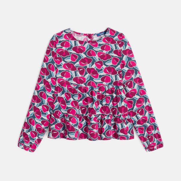 Girls pink floral blouse