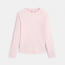 Girls' pink ribbed T-shirt...