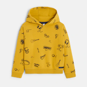 Boys' yellow printed hoodie