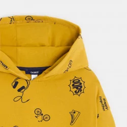 Boys' yellow printed hoodie