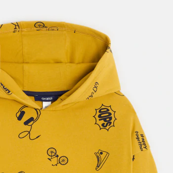 Boys' yellow printed hoodie